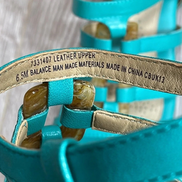 NWOT Softspots Leather Sabira Teal Sandals Pillowtop Technology 6.5M - Picture 7 of 15